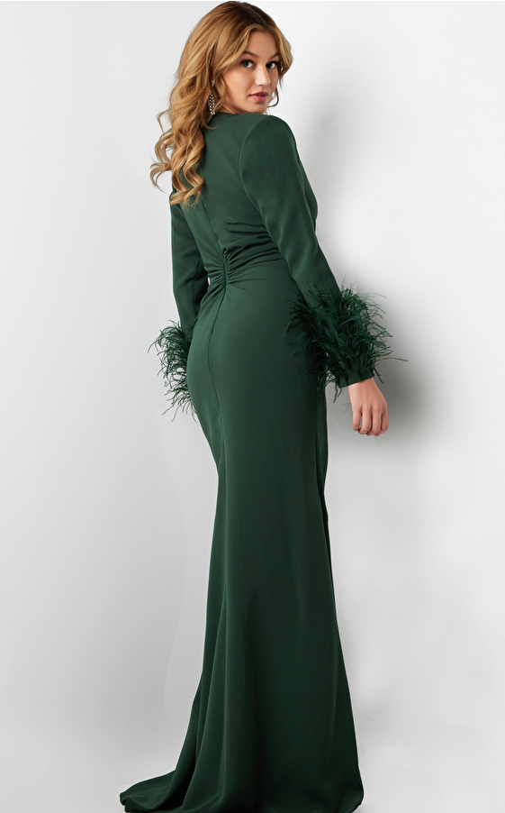 closed back green gown 25898